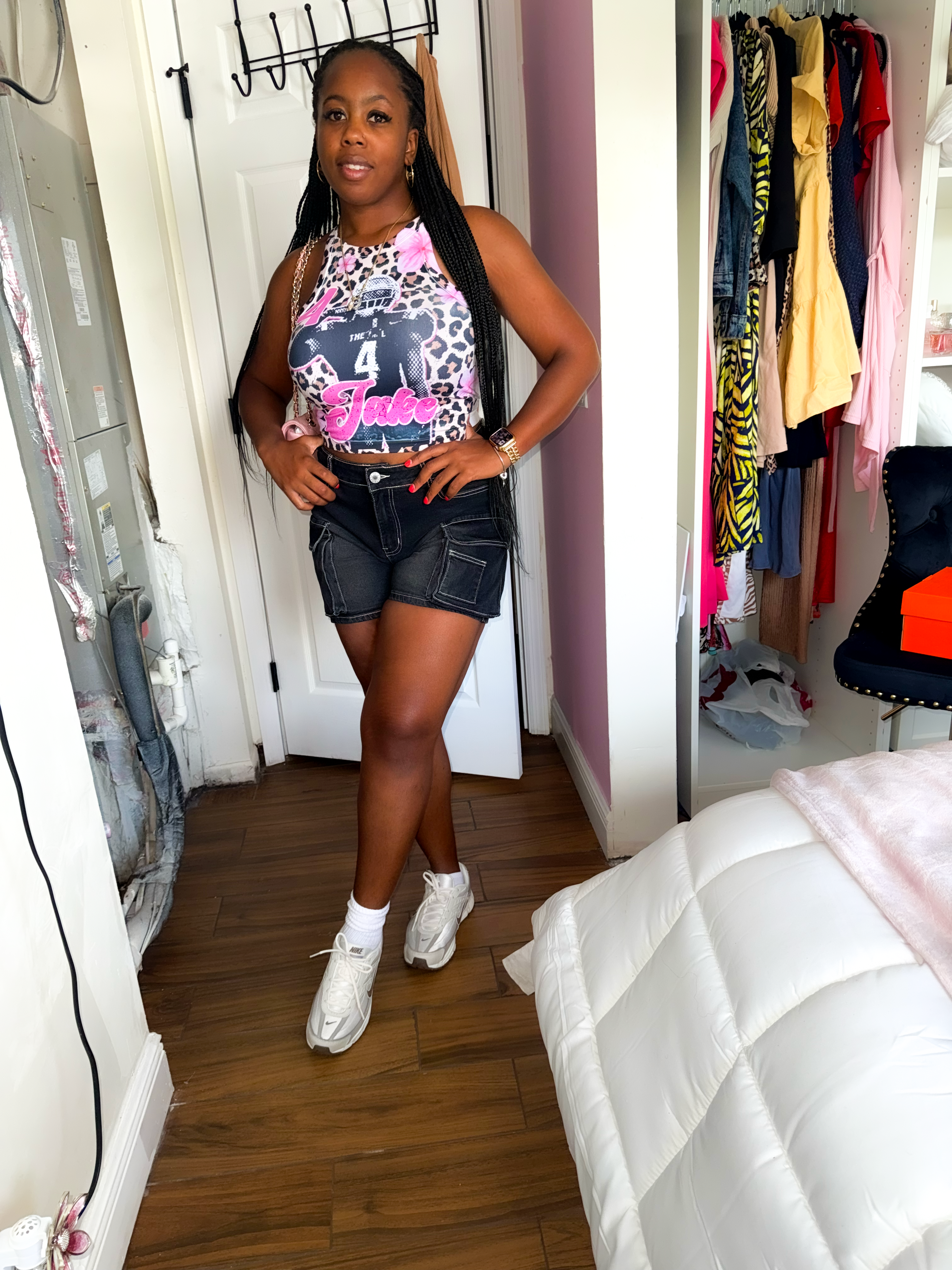 Leopard & Pink Floral Football Crop Tank