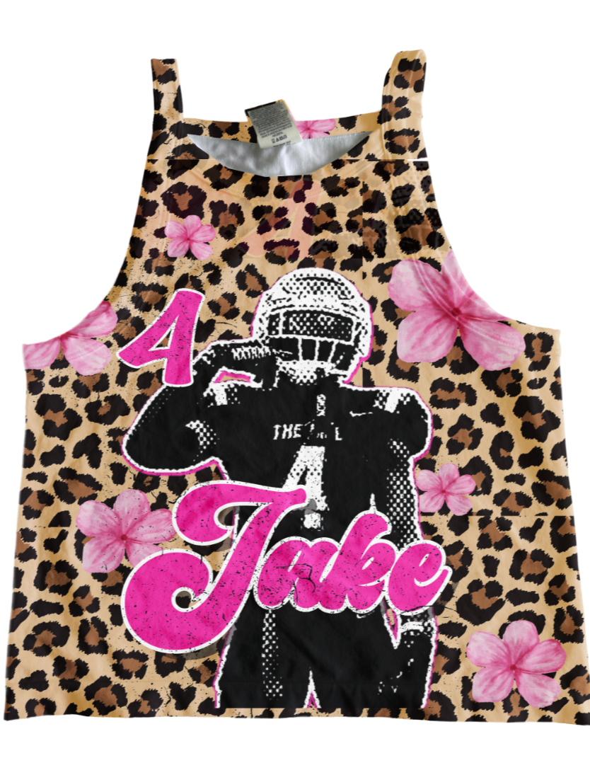 Leopard & Pink Floral Football Crop Tank